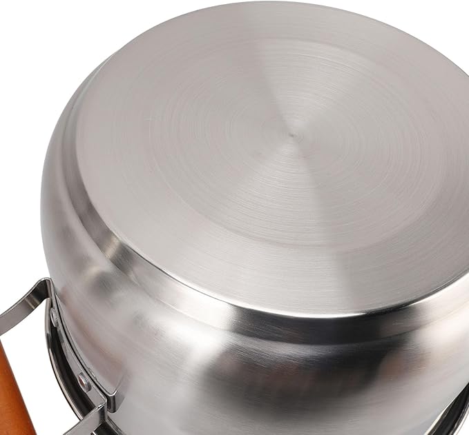 Stainless Steel Cookware Set Wooden Handle for Comfortable Secure Grip and Even Heat Distribution for Efficient Kitchen Cooking Versatile Multifunctional Kitchen Cookware Sets