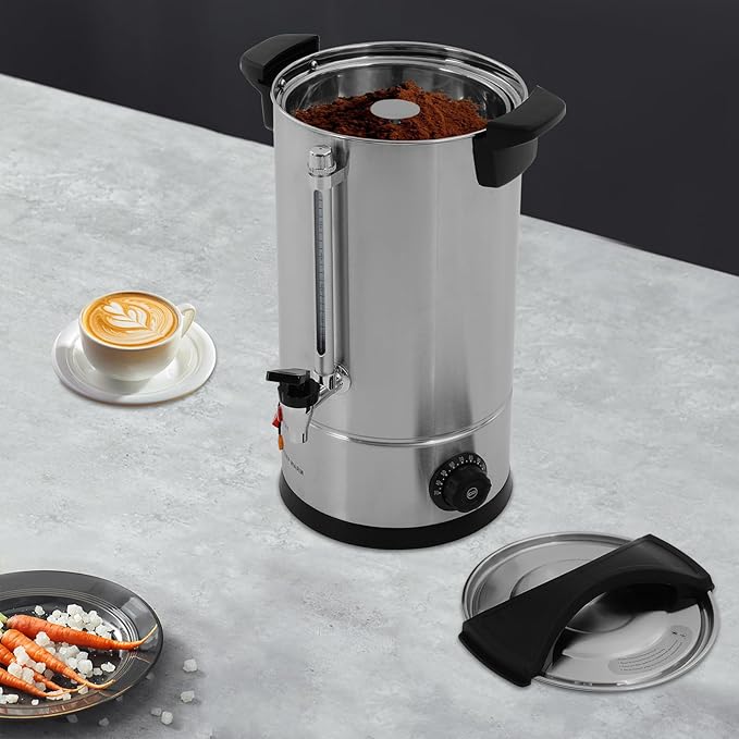 Commercial Coffee Urn 110V Coffee Percolator Commercial Coffee Maker Stainless Steel Coffee Maker Hot Water Beverage Dispenser Electric Coffee Urn For Catering Wedding Party (8L/2.11Gal)