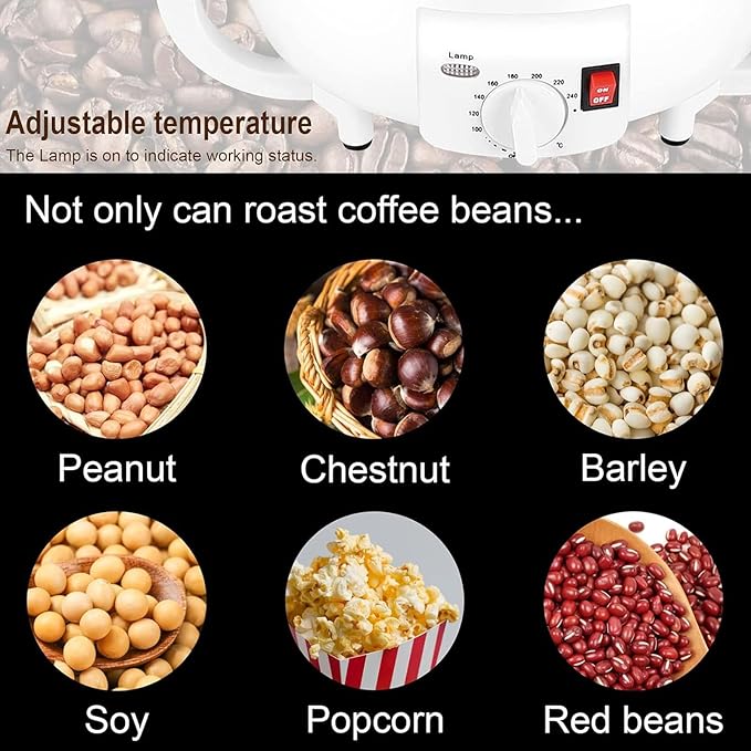 Commercial Coffee Roaster Electric Coffee Maker Machine 750g Household Coffee Roaster Baker Coffee Bean Burner Machine Baking Coffee Beans Tea Cereals Sesame Raw Beans - 1200w