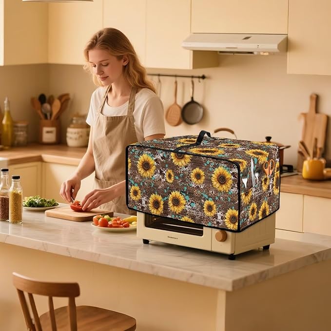 Convection Toaster Oven Cover with Storage Pockets Fits Machines Up to 18.5x14.5x9 Convection Toaster Oven Covers for Family Kitchen Essential Leopard print