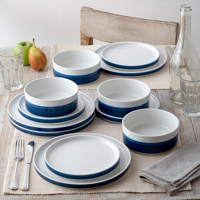 Noritake ColorStax Stripe Blue 12-Piece Dinnerware Set Service for 4