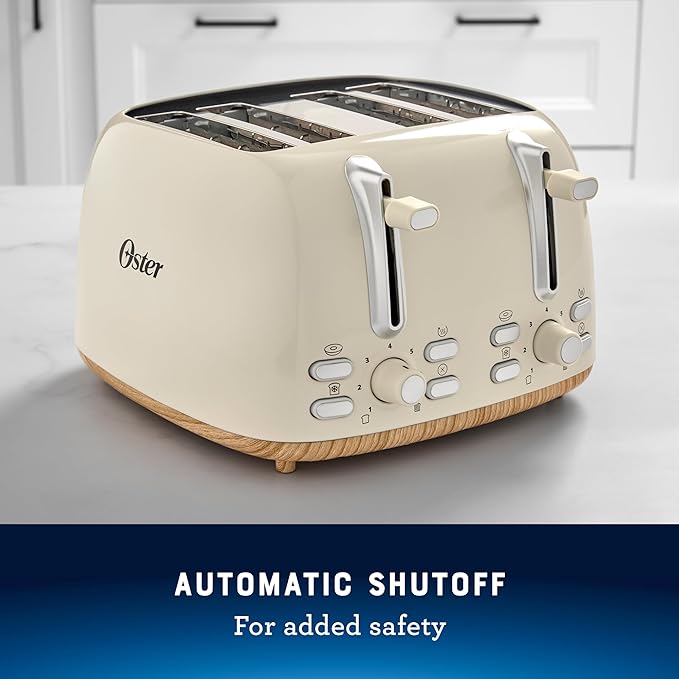 Oster 4-Slice Toaster with Extra Wide Slots Bagel Toaster Oat Milk