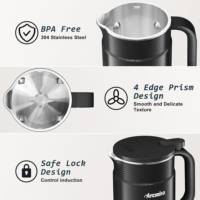 𝟲 𝗶𝗻 𝟭 Nut Milk Maker Machine 20 oz(600ml) Homemade Almond Soy Oat Plant-Based and Non-Dairy Beverages Almond Miilk Makerr Delay Start/Boil Water/Keep Warm Soy Milk Machine Nut Milk Bag