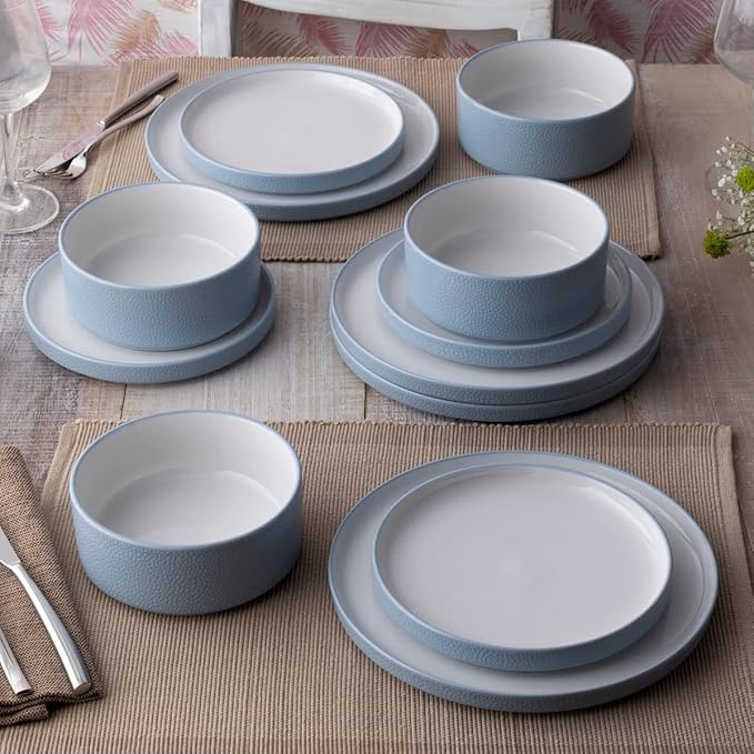 Noritake ColorTex Stone Aqua 12-Piece Dinnerware Set Service for 4