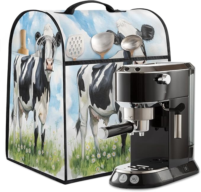 Kitchen Aid Mixer Cover Flower Animal Cow Stand Mixer Cover Compatible with 6-8 Quarts Stand Mixers Dust Covers with Zipper Pocket Foldable Washable Kitchen Aid Organizer Bag