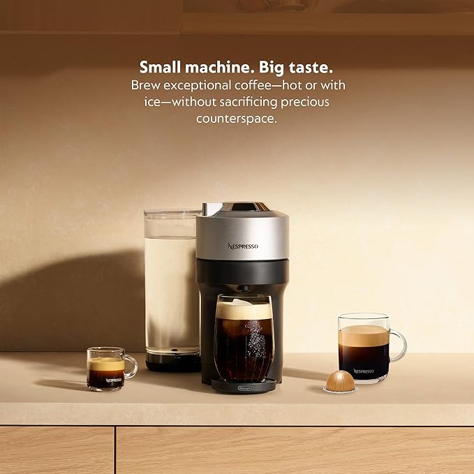 Nespresso Vertuo Pop+ Deluxe by De'Longhi with Aeroccino Silver