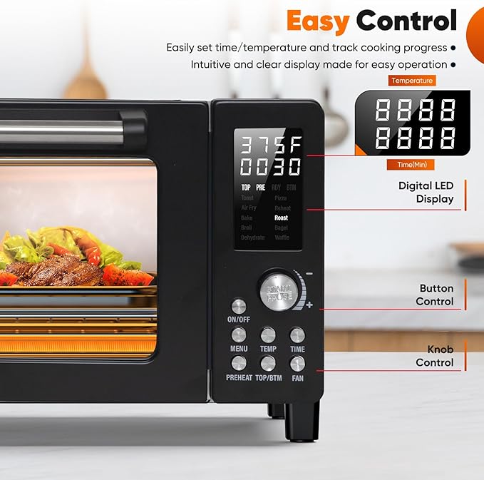Nuwave Bravo Pro Convection Air Fryer Toaster Oven Combo 2025 New and Improved 10-in-1 50°-450°F Temp Controls Quick &amp Even Crisp Technology 21Qt Capacity Black PFAS Free