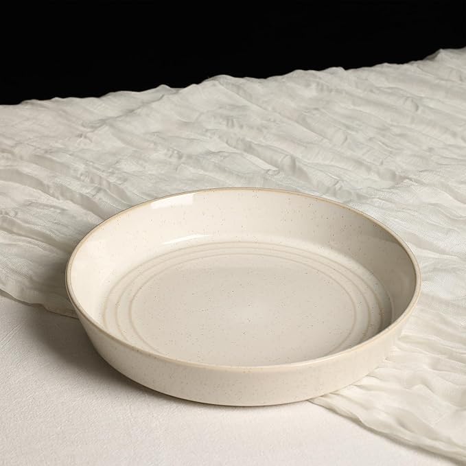 Stone Lain Claire 8-Piece Pasta Bowl Set Stoneware Bowls Dishwasher and Microwave Safe Dish Set for 8 White