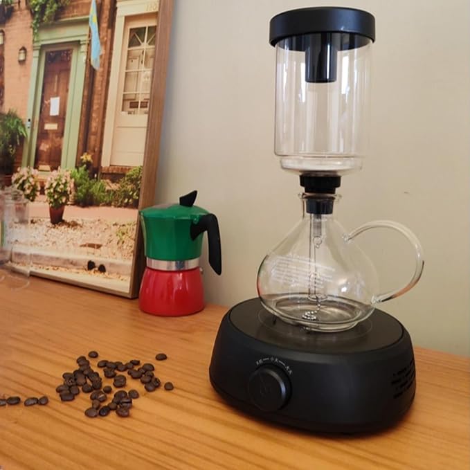 Electric Siphon Coffee Maker Coffee Brewer Extraction Machine with 2 Gears Adjustable Push-button Switch &amp Capacity 3500 ml Siphon Pot for Home Camping &amp Travel
