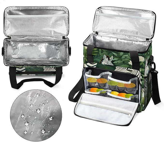 Zebra Coffee Maker Carrying Bag Palm Leaves Portable Travel Storage Tote Bag Compatible with K-Mini or K-Mini Plus Single Serve Coffee Brewer Carrying Case with Multiple Pockets &amp Shoulder Strap