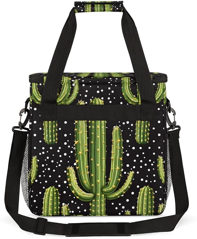 Dots Cactus Coffee Maker Travel Bag for Keurig K-Mini/K-Mini Plus Insulated Waterproof Tote with Pockets for K-Cup Portable Single-Serve Brewer Case