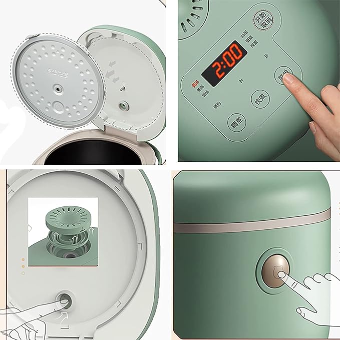 3L Retro Green Rice Cooker Non-Stick Inner Pot Automatic Cooking Machine with Keep Warm Funtion Easy Cleaning for 1-3 People