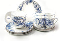 Blue Rose Plates and Bowls Sets Dishes Set for 4 Ceramic Plates and Bowls Set Service for 4 Bone China Dinnerware Set Salad Dessert Plates and Cereal Bowls Set Microwave safe by KOKEN