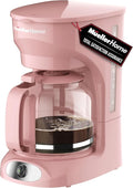 MUELLER HOME 12-Cup Pink Coffee Maker - Borosilicate Carafe Auto-Off Pink Kitchen Accessories Reusable Filter Anti-Drip Kitchen Appliances Keep-Warm Function
