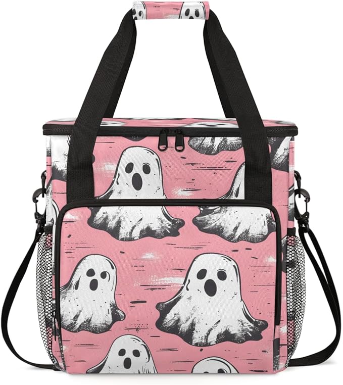 Magical Spooky Ghosts Coffee Maker Carrying Bag Portable Travel Storage Tote Bag Compatible with K-Mini or K-Mini Plus Single Serve Coffee Brewer Carrying Case with Multiple Pockets &amp Shoulder S