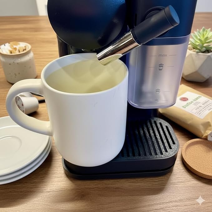 Low Drip Tray Compatible for De'Longhi Lattissima One — Upgraded Wide Drip Tray for Nespresso Machine Fits Tall Mugs and Cups Spill-Resistant Design