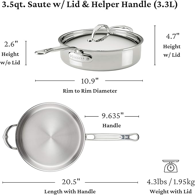 Hestan ProBond Luxe 10-Piece Cookware Set Professional Clad Stainless Steel ProCore Tri-Ply Clad Construction Polished Exterior Induction &amp Oven Safe