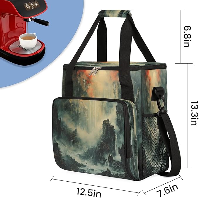Waterfall Landscape Pattern Coffee Maker Travel Bag for K-Mini or K-Mini Plus Single Serve Coffee Brewer Portable Storage Tote Case for Tarvel