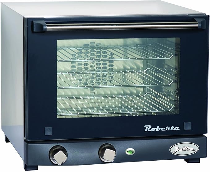 BroilKing POV-003 1450 Watt Quarter Size Commercial Countertop Convection Oven with (3) Shelves (1) Sheet Pan for Restaurant Deli | 1.34 Cu Ft | 15-3/4H x 19W x 21-1/2D Stainless Steel 120v NSF