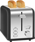 YSSOA 2-Slice Toaster with Extra Wide Slot &amp Removable Crumb Tray 5 Browning Setting and 3 Function: Bagel/Defrost/Cancel Retro Stainless-Steel Style Compact Oven for Bread &amp Waffle New B
