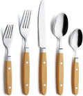 ANNOVA Silverware Set Retro/Rivet Colorful Stainless Steel Tableware Kitchen Flatware Set Utensils Includes Dinner Knives Forks Spoons Salad Forks &amp Dessert Spoons (Ginger Yellow 20 Pieces)