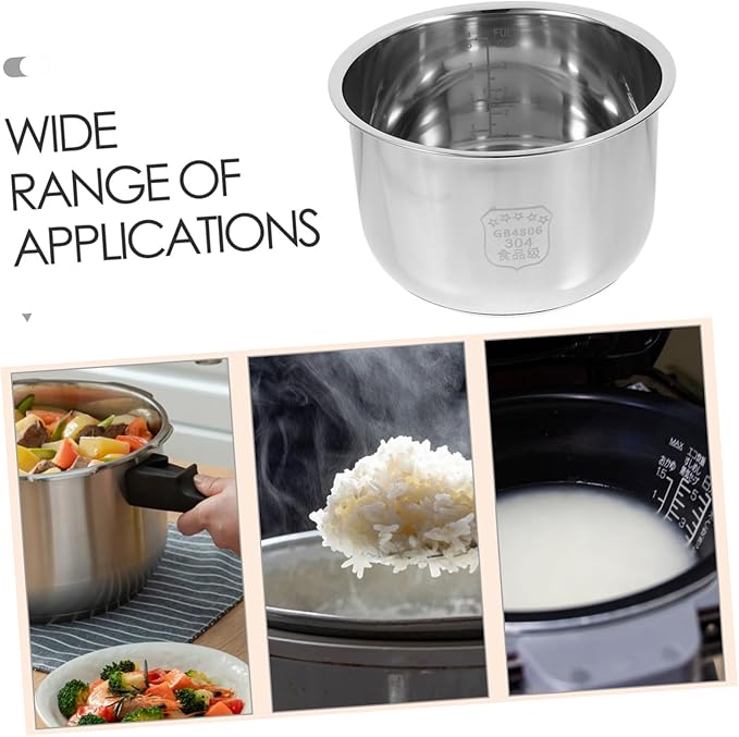 UPKOCH Inner Cooking Pot 3L Stainless Steel Pot for Rice Cooker and Rice Cooker Liner Rice Cooking Container Rice Maker Accessories for Rice Maker Cooker