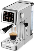 CUSIMAX Espresso Machine 20Bar Compact Coffee Machine with Powerful Steam Wand for Latte &amp Cappuccino Stainless Steel Espresso Maker with 34oz Remevable Water Tank