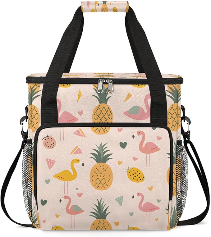 Summer Pineapple Flamingo Coffee Maker Travel Bag for K-Mini or K-Mini Plus Single Serve Coffee Brewer Portable Storage Tote Case for Tarvel