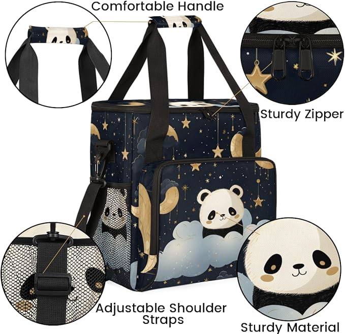 Panda Coffee Maker Carrying Bag Moon and Star Portable Travel Storage Tote Bag Compatible with K-Mini or K-Mini Plus Single Serve Coffee Brewer Carrying Case with Multiple Pockets &amp Shoulder Str