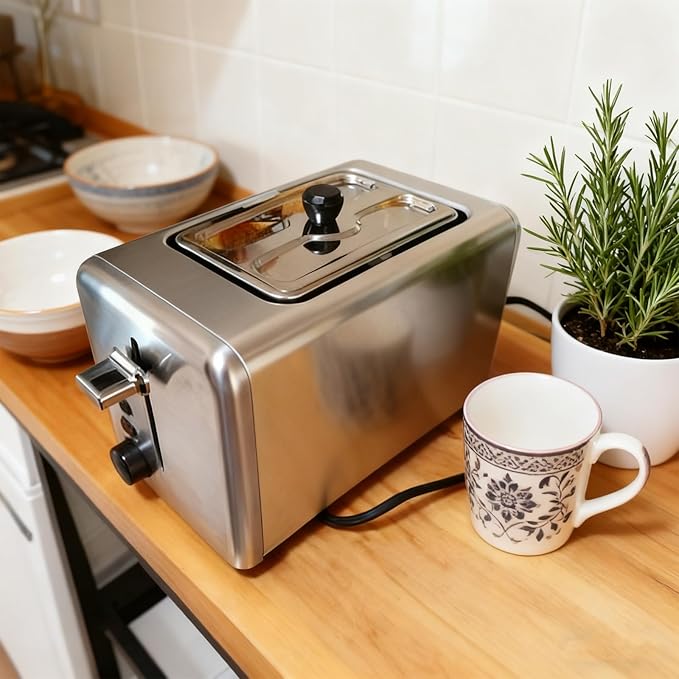 2 PCS Stainless Toaster Cover 2 Slice Universal Fit Cover with Heat-Resistant