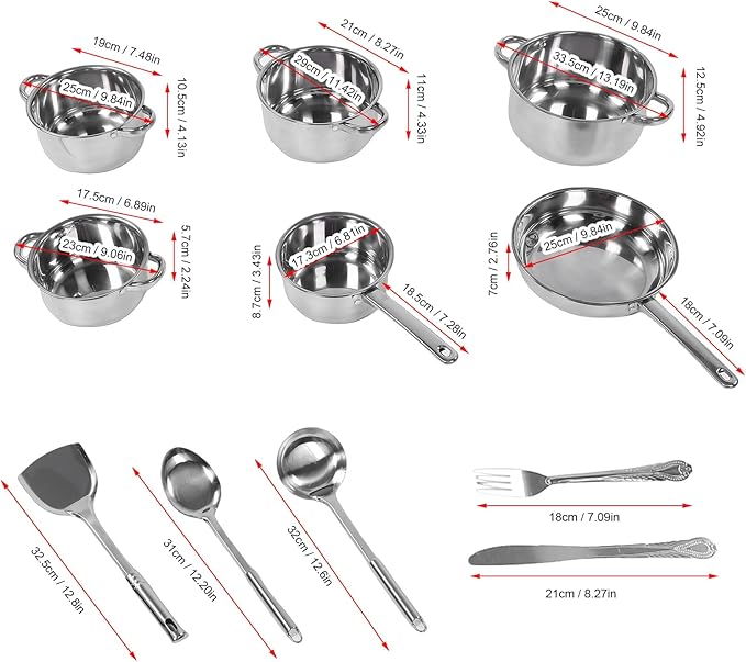 Irishom Kitchen Cookware Set Stainless Steel Pot and Pan Cooking Cookware and Utensil Set for Home