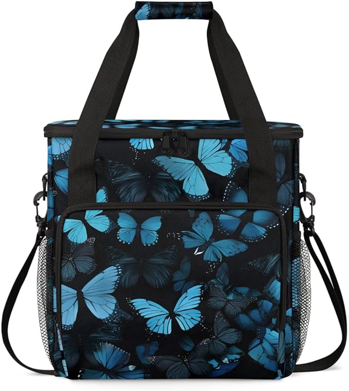 Watercolor Butterfly Coffee Maker Carrying Bag Graffiti Butterfly Travel Storage Bag Compatible with K-Mini or K-Mini Plus Single Serve Coffee Brewer Carrying Case with Pockets &amp Shoulder Strap
