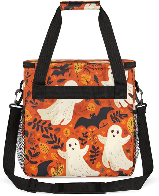 Spooky Ghosts Coffee Maker Carrying Bag Magical Ghosts Travel Storage Bag Compatible with K-Mini or K-Mini Plus Single Serve Coffee Brewer Carrying Case with Multiple Pockets &amp Shoulder Strap