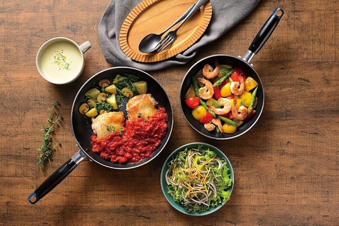 Wahei Freiz MB-2380 Easy Care Cookware Set E Two-Handled Pot 7.1 inches (18 cm) &amp Frying Pan 7.9 inches (20 cm) / 9.4 inches (24 cm) Blue Fluorine Resin Treatment Induction Gas Compatible