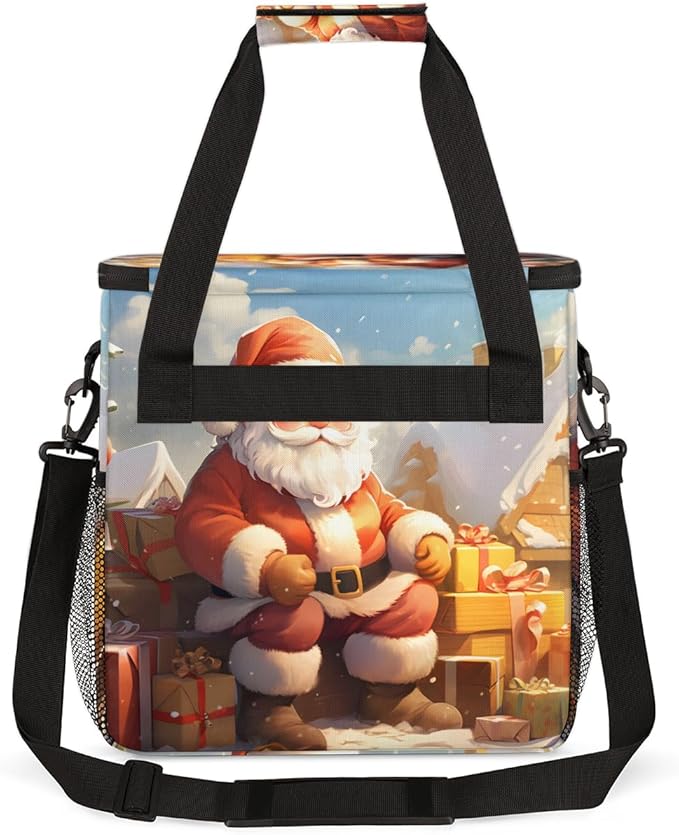 Colorful Santa Claus Coffee Maker Carrying Bag Magical Santa Claus Travel Storage Bag Compatible with K-Mini or K-Mini Plus Single Serve Coffee Brewer Carrying Case with Pockets &amp Shoulder Strap