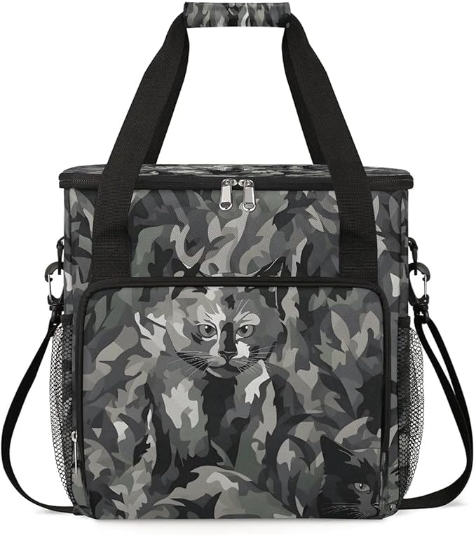 Abstract Camo Cat Coffee Maker Carrying Bag for Keurig K-Mini or K-Mini Plus Storage Portable Coffee Maker Travel Bag