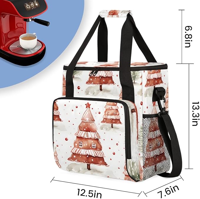 Dreamy Christmas Tree Coffee Maker Carrying Bag Portable Travel Storage Tote Bag Compatible with K-Mini or K-Mini Plus Single Serve Coffee Brewer Carrying Case with Multiple Pockets &amp Shoulder S