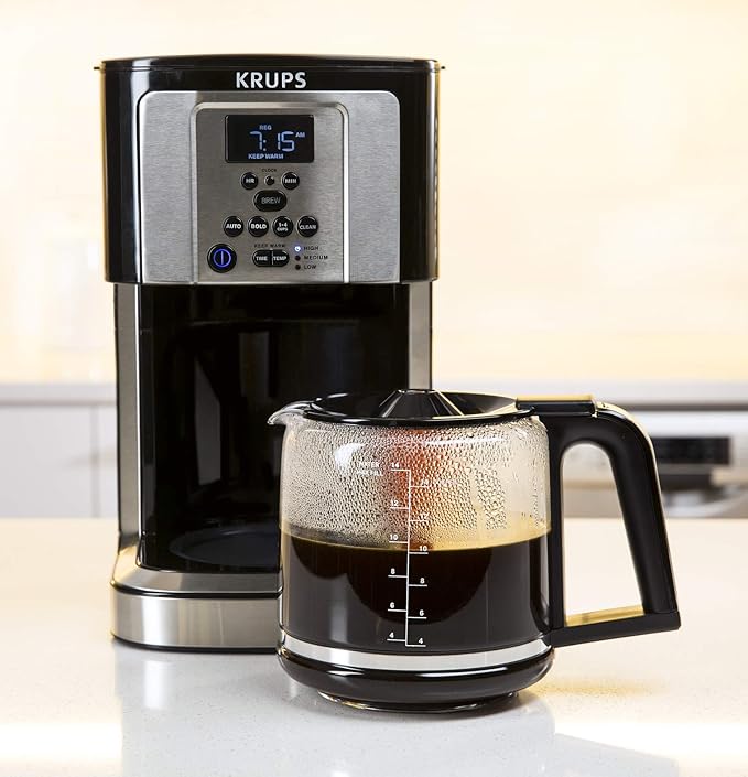 KRUPS Thermobrew EC324050 Savoy Programmable Coffee Maker 14 Cup 9.6 X 8.3 X 14.2 In Black &amp Silver