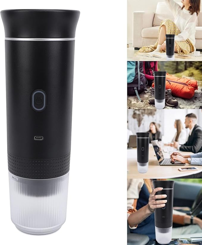 Asixxsix Portable Electric Espresso Machine Rechargeable Portable Espresso Maker Camping Coffee Machine Travel Coffee Maker for Ground Coffee &amp Capsule e for Travel Camping Office