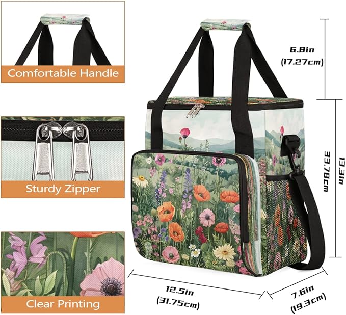 Flower Mountain Leaves Color Coffee Maker Carring Bag Travel Carrying Storage Tote Bag Compatible with Keurig K-Mini or K-Mini Plus Portable Single Serve Coffee Brewer Case with Pockets
