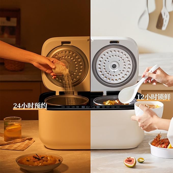 Rice Cookers Multi-Functional Double-Bladder Rice Cooker Household 5L Intelligent Touch Screen Double Spelling Steaming Rice Cooker Rice Maker