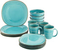 American Atelier 16-Piece Stoneware Modern Round Dinnerware Set | Gift Set Includes Dinner Plates Salad Plates Bowls Mugs - Stoneware Dinnerware Set