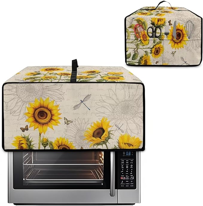 Doojoayie Sunflower Toaster Oven Cover Dragon Print 6 Slice Bread Machine Dust Protector Universal Fit Dust-proof &amp Stain Resistant Covers for Kitchen Appliance Protection