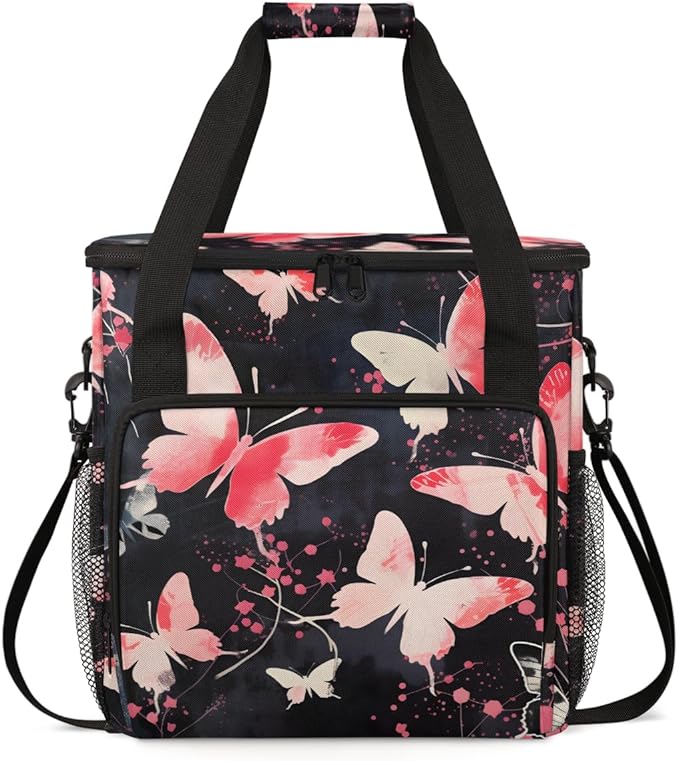 Abstract Butterfly Coffee Maker Carrying Bag Modern Butterfly Travel Storage Bag Compatible with K-Mini or K-Mini Plus Single Serve Coffee Brewer Carrying Case with Multiple Pockets &amp Shoulder S