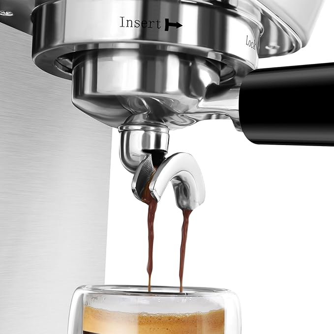 CASABREWS Espresso Machine 20 Bar Professional Coffee Maker With Steam Milk Frother &amp 51mm Stainless Steel Portafilter Set