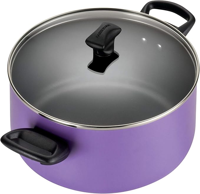 Farberware Dishwasher Safe Nonstick Aluminum 15-Piece Cookware Set Purple