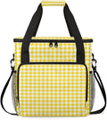 Yellow Plaid Coffee Maker Carrying Bag Portable Travel Storage Tote Bag Compatible with K-Mini or K-Mini Plus Single Serve Coffee Brewer Carrying Case with Multiple Pockets &amp Shoulder Strap
