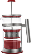 Simpli Press French Press Coffee &amp Tea Maker - Easy Cleanup &amp Customizable Smooth Coffee - Patented - Plastic-Free Premium Stainless Steel 34 oz - Red Color