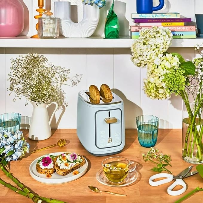 Smart Kitchen Toaster with Touch Interface and Preset Modes Advanced Two-Slice Toaster with Wide Slots and 7 Browning Levels (Hydrangea)