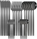 pureza 30Pcs Stainless Steel Black Gold Dinnerware Set - Cutlery Set For Kitchen &amp Dining Table(Black)